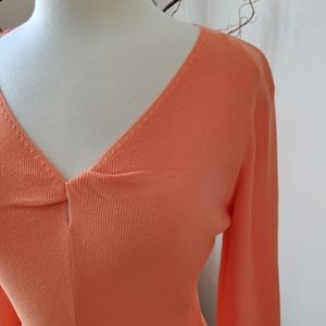 NWT Joseph A V-Neck Long Sleeve Top in Coral
